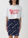 Kenzo Cropped Cotton T-shirt With Iconic Logo And Relaxed Fit In White