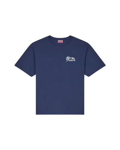 Kenzo Oversized Logo Cotton T-shirt In Midnight Blue