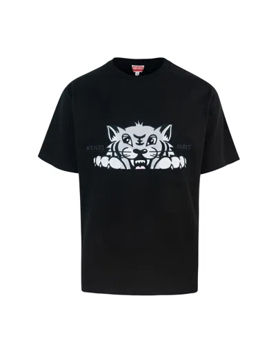 KENZO KENZO T SHIRT OVERSIZE NERA CON STAMPA