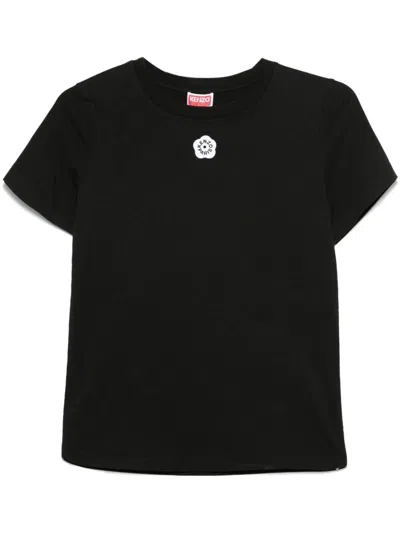 Kenzo T-shirt With Embroidered Flower Logo  In Black