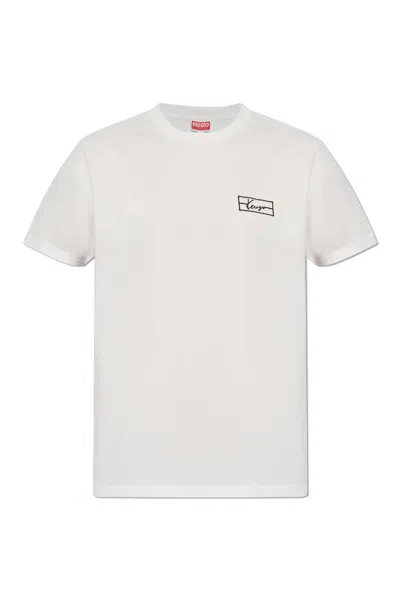 Kenzo T-shirt With Embroidered Logo In White