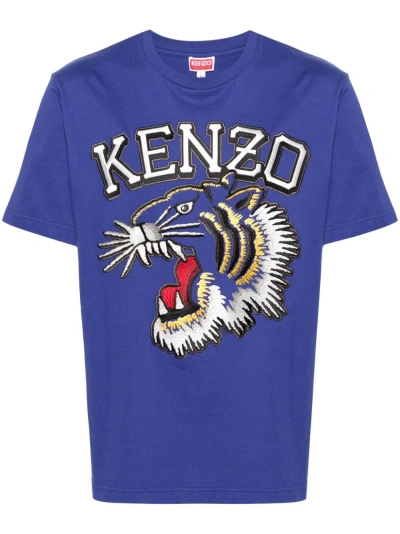 Kenzo T-shirt With Embroidery In Blue