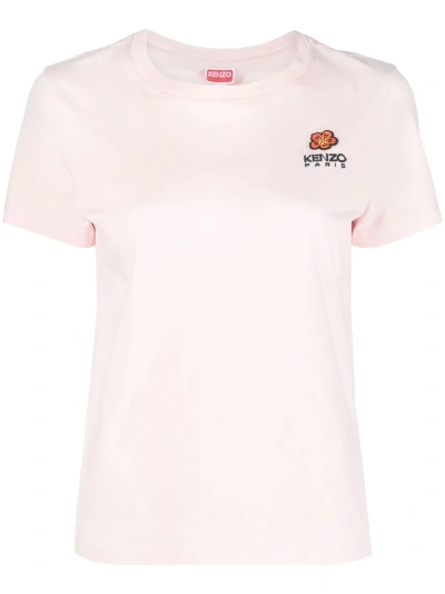 Kenzo T-shirt With Embroidery In Pink & Purple