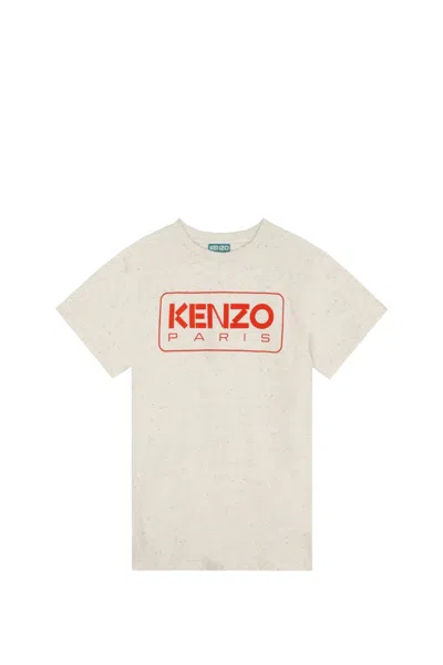 Kenzo Kids' T-shirt With Logo Print In Avorio
