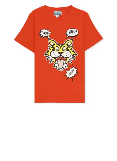 Kenzo Kids' T-shirt With Print In Orange