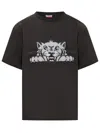 Kenzo Black Oversized T-shirt With Print In Black