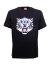 Kenzo Black T-shirt With Happy Tiger Print On The Front