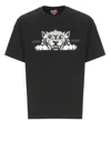 Kenzo Graphic Print Crew Neck Cotton T-shirt In Black