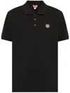 Kenzo Tiger-embroidered Cotton Polo Shirt In Black
