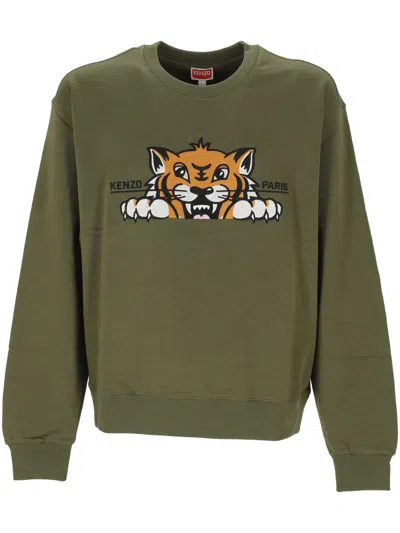 Kenzo Crewneck Long Sleeve Graphic Sweatshirt In Green