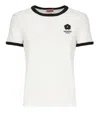 Kenzo White Crewneck T-shirt With Logo Patch On The Front And Contrasting Details In White