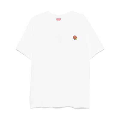 Kenzo Crew Neck Floral Patch Short Sleeves In White