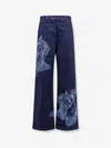 Kenzo Tailored Jeans With  Rose Print In Blue