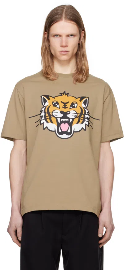 Kenzo Tiger Motif Crew Neck T-shirt In Brown