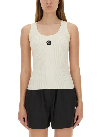 Kenzo Tank Top With Embroidery "boke Flower 2.0" In Neutral