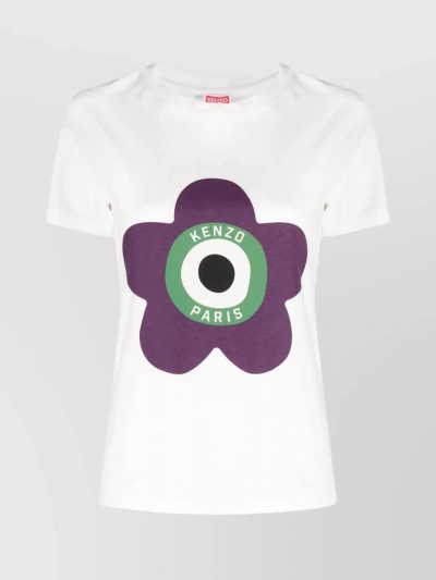 Kenzo Floral Graphic Print Crew Neck T-shirt In White