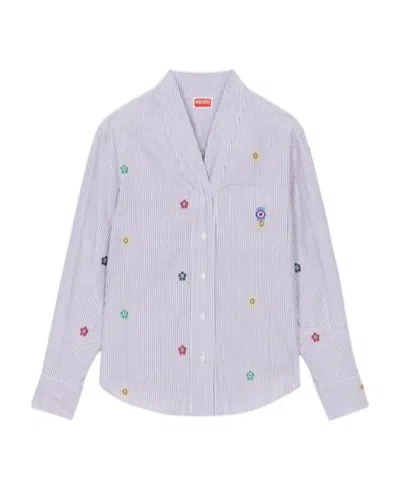 Kenzo Target Striped Button-up Shirt In White