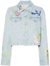 Kenzo Womens Blue Denim Floral-embroidered Chest-pocket Denim Jacket In Teal