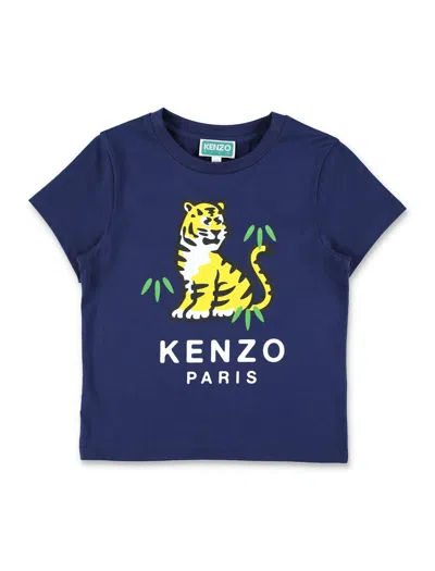 Kenzo Kids' Tee Tiger In Blue