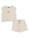 Kenzo Terry-cloth Jacquard Top And Shorts Set In Neutrals