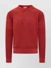 Kenzo Textured Knit Crewneck Sweater With Ribbed Cuffs In Red