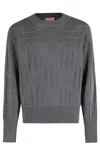 Kenzo Geometric-pattern Knitwear Sweater In Gray