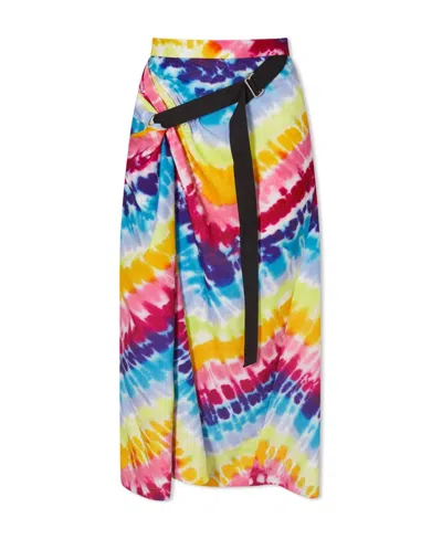 Kenzo Tie-dye Wrap Midi Skirt In Blue
