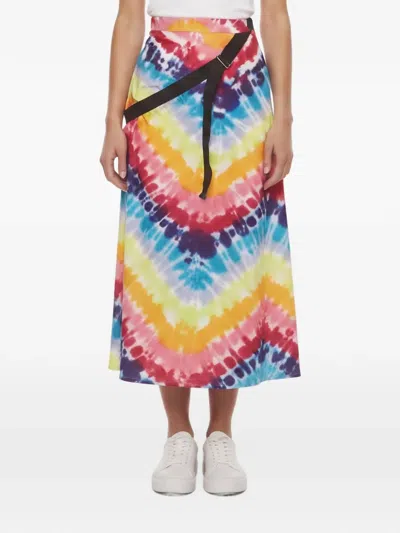 Pre-owned Kenzo Tie-dye Draped Skirt In Blue