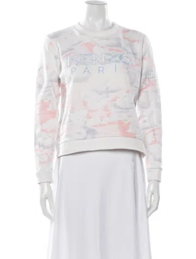 Pre-owned Kenzo Tie-dye Print Crew Neck Sweatshirt In Blue/white
