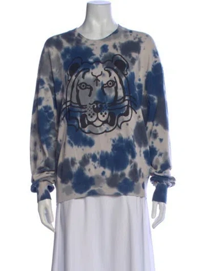Pre-owned Kenzo Tie-dye Print Crew Neck Sweatshirt W/ Tags In Blue