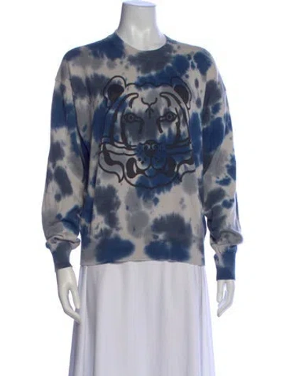 Pre-owned Kenzo Tie-dye Print Crew Neck Sweatshirt W/ Tags In Blue