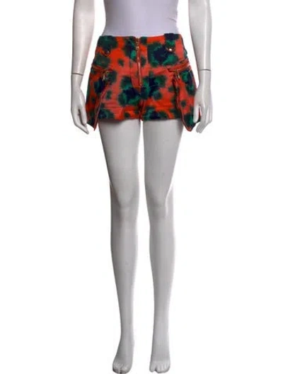 Pre-owned Kenzo Tie-dye Print Mini Shorts In Green/orange