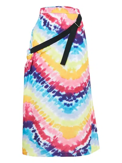 Pre-owned Kenzo Tie-dye Wrap Skirt In Yellow