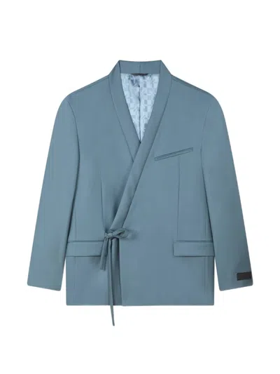 Kenzo Tie-fastening Shawl-lapel Jacket In Blue