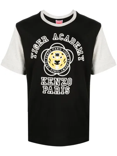 Kenzo Logo印花拼色t恤 In Noir