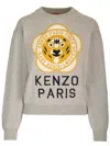 Kenzo Tiger Academy Wool And Cotton Sweater In Grey