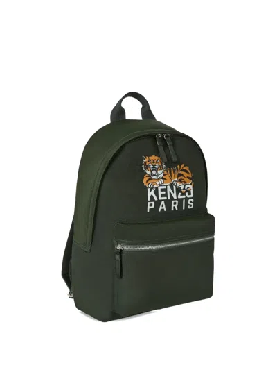 Kenzo Tiger-appliqué Backpack In Green