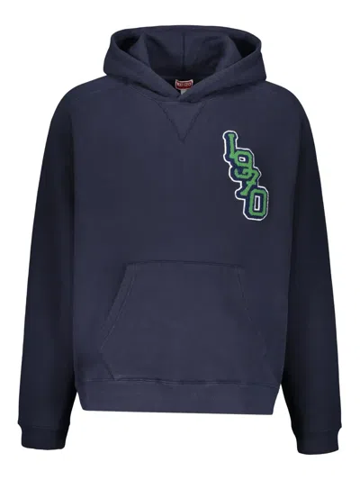 Kenzo Tiger-appliqué Hoodie In Blue