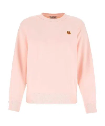 Kenzo Tiger-crest Crewneck Cotton Sweatshirt In Nude