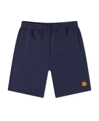 Kenzo Tiger Crest Mid-waisted Shorts In Blue
