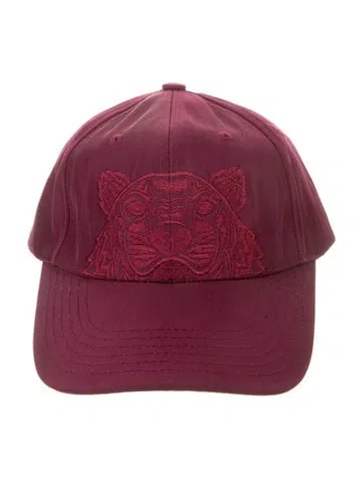 Pre-owned Kenzo Tiger Embroidered Baseball Cap In Burgundy