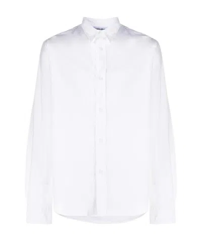 Kenzo Tiger Embroidered Button-front Shirt In White
