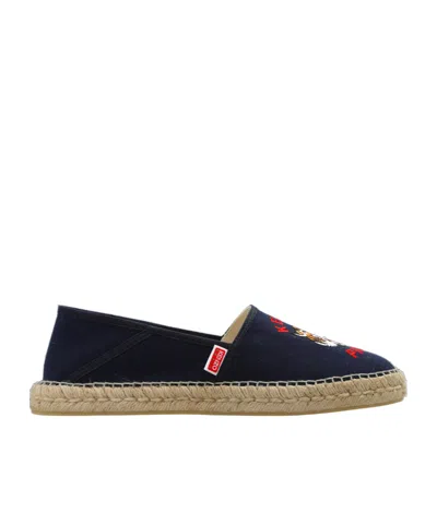 Kenzo ' Lucky Tiger' Embroidered Canvas Espadrilles In Black