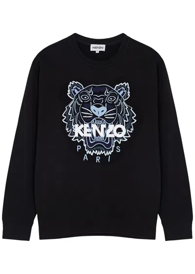 Kenzo Tiger-embroidered Cotton Sweatshirt In Black