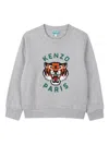 Kenzo Tiger-embroidered Crew-neck Sweatshirt In Gray