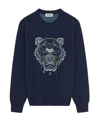 Kenzo Tiger Embroidered Crewneck Sweatshirt In Black