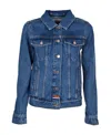Kenzo Tiger Embroidered Denim Coat In Blue