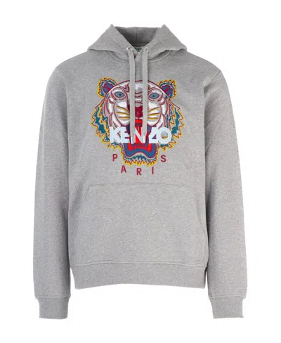 Kenzo Tiger Embroidered Hooded Hooded Hoodie In White