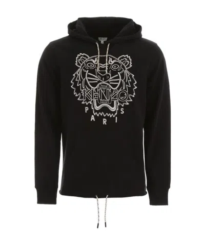 Kenzo Tiger Embroidered Hoodie In Black