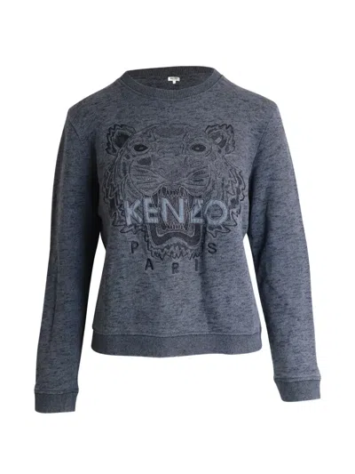 Pre-owned Kenzo Tiger Embroidered Melange Sweatshirt In Gray